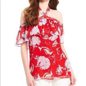 NWOT Tommy Hilfiger red off the shoulder halter top size L